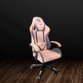 Silla Gamer Necnon Ngs-01 Foam Cojín Lumbar Y Cabecera Rosa con Gris Nbsg0130c4